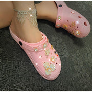 Fashion slippers with rhinestone designs