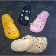 Fashion slippers with rhinestone designs