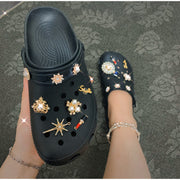 Fashion slippers with rhinestone designs