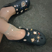 Fashion slippers with rhinestone designs