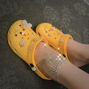 Fashion slippers with rhinestone designs