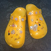 Fashion slippers with rhinestone designs