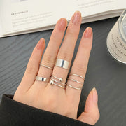 Metal Hollow Round Jewelry Ring Set