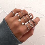 Metal Hollow Round Jewelry Ring Set