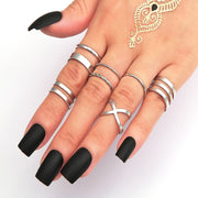 Metal Hollow Round Jewelry Ring Set