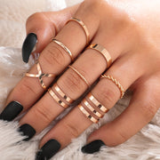 Metal Hollow Round Jewelry Ring Set