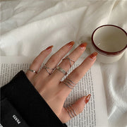 Metal Hollow Round Jewelry Ring Set