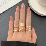 Metal Hollow Round Jewelry Ring Set