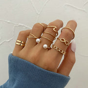 Metal Hollow Round Jewelry Ring Set