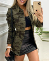 Buttoned Pocket Design Camouflage Womens Jacket