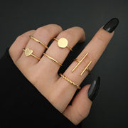 Metal Hollow Round Jewelry Ring Set